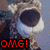 Animated giraffe head with open mouth and text changing across frames.