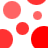 A pattern of red and pink circular shapes on a white background, with some circles partially cut off at the edges.