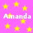 Pink background with yellow stars and repeated white text "Amanda" in pixelated font.