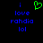 Pixelated text and a green heart symbol on black background with blue text reading 'i love rohdia lol' in two identical side-by-side arrangements.