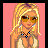 A 4-frame animated contact sheet showing a pixelated cartoon woman with blonde hair and sunglasses, paired with text phrases on pink and black backgrounds.