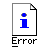 Static pixel art of a document icon with a blue 'i' symbol and a plus sign above it, labeled 'Error' below on a gray background.
