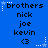Blue background with repeated text and symbols arranged in a pattern, featuring 'brothers' at the top of each