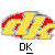Pixelated yellow and red graphic with red accents and gray outlines, featuring a black and white 'OK' text below on a gray background.