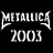 A 4-frame contact sheet of a Metallica-themed animated buddy icon with text and character imagery arranged in a 2x2 grid, showing different visual states across frames.