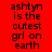 Red background with black text reading 'ashtyn is the cutest grl on earth' and blue rectangular overlays shifting across different lines of text.