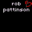 Static pixel art displays two identical text blocks with a red heart symbol replacing the 'o' in 'rob' on the left block.