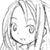 Static grayscale buddy icon depicting a stylized anime character with long hair and closed eyes, rendered in low-resolution pixel art style on white background.