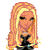 Pixelated character with long blonde hair wearing black outfit and colorful knee-high socks, standing with arms crossed, next to blue-outlined text reading 'Hill'.