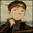 Pixelated character with brown hair and red headband in four poses: adjusting collar, holding white cloth, looking left/right.