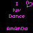 Pixelated pink text and heart symbol on black background, with 'I luv Dance' above 'AmAnDo' in two identical side-by-side
