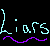 Pixelated cyan text 'Liers' with a purple squiggly line beneath it on black background.
