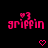 Pixelated pink text 'grippin' with a heart symbol above, two identical versions side-by-side on black background, each with small pixel heart below.