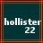 Two identical pixelated images of 'hollister 22' text within a red and brown plaid border on a dark teal background.