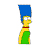 Pixelated character with blue hair, yellow skin, red collar, and green dress in side profile view.
