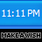 Animated sequence showing progressive text deletion in 'MAKEAWISH' across blue and black horizontal bands with repeated time stamps.