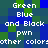 Pixelated of green, blue, and black squares with white text reading "Green," "Blue," "and Black," "pwn," and "other colors" in two vertical