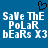 Blue background with white pixelated text reading "Save The Polar Bears X3" and a black heart symbol above the text.