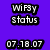 Pixelated text on a solid purple background reads "WiFi status" above the date "07.18.07" in black-outlined white numerals.