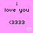 Pixelated pink background with repeated black text 'i love you', '<3333', and white heart symbols arranged in a pattern