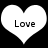 Two white heart shapes on black background with 'Love' text inside each heart, displayed side-by-side.