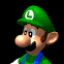 Four views of a green-hatted character with blue overalls, showing sequential facial expressions from neutral to smiling and back.