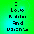 Green gradient background with pixelated text reading "I Love Bubba And Deion<3" in four identical arranged in a
