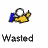 Animated contact sheet of a yellow stick figure running with blue accents and white circular head, labeled "Wasted" beneath each frame.
