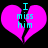 Two identical pixelated pink hearts with black cracks, each containing cyan text reading "I miss him" against a black background.