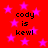 Red background with pink stars and black text reading "cody is kewl" in four identical quadrants.