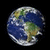 Earth globe icon with blue oceans, green landmasses, and white clouds on black background; three identical frames show no visible animation changes.