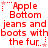 Red pixelated text repeats 'Apple Bottom jeans and jeans and jeans and boots withboots withboots with the fur.' across two , each containing three identical copies of the phrase
