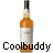 Pixelated static image of a bottle with orange liquid and white label, overlaid by black text reading "Coolbuddy" at the bottom.