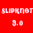 Four display 'SLIPKNOT 9.0' text in white pixelated font against red, dark red, black, and deep red backgrounds