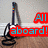A static image shows a vacuum cleaner on a wooden floor with red and blue text overlays reading 'All aboard!', 'HA-HA HA-HA HAAA', and 'AYE AYE AYE'.