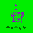Purple robot figure with 'I Love' text above, green clover symbols below on bright green background.