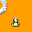 Animated contact sheet showing a pixelated character interacting with white donut-shaped rings on an orange background, with text reading "A mint with a hole" in the bottom-right corner.