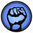 Animated contact sheet of a 48x48 pixel AIM buddy icon featuring multiple frames: a blue fist logo, motion-blurred fists, text overlays "HE'S ALL ACTION" and "MAY31", a person with afro hair playing violin, and the phrase "Undercover Brother" in purple diagonal text.