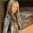 A pixelated image of a person with long blonde hair wearing a light gray jacket, split into two sections showing different angles.