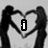 Black-and-white pixelated image of two figures forming a heart shape with hands, displaying text in three sequential states.