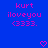 Blue background with pink pixelated text reading 'kurt iloveyou <333.' and two heart symbols at bottom.