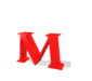 Red 3D letter M and W icons in various orientations with gray shadows on white background