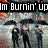 Animated icon shows three figures under umbrellas in rain with text "Im Burnin' up Burnin' up For You Baby!" in black blocks.