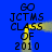 Blue background with yellow text forming 'GO JCTMS CLASS OF 2010' in a circular pattern, animated to shift position.