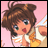Pixelated anime-style character with brown hair and green eyes on pink background next to black panel with white text "Anime IM" and signature "cCM".