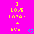 Bright pink background with yellow pixelated text reading "I LOVE LOGAN 4 EVER" and a cyan heart symbol below the word "EVER".