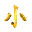 Golden Chinese character '小' with scattered golden fragments on gray background, animated sequence showing fragment reassembly.