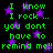 Green pixelated text repeats across a black background with purple stars, displaying phrases like "I know I rock... you don't have to remind me!!" in a static layout.