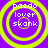 Four identical circular icons with yellow concentric rings on a purple background, each containing white text reading 'paedo lover skonk' in a pixelated font.