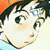 Two anime-style character faces in a with red and gray sections containing white text
